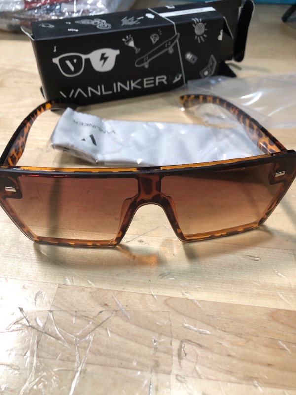 Photo 2 of 2 ITEMS, VANLINKER Big Flat Top Oversized Shield Sunglasses for Women Men BUNDLE