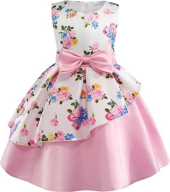 Photo 2 of CMMCHAAH Girls Pageant Party Dresses Kid Floral Print Formal Dress for 2-9Y