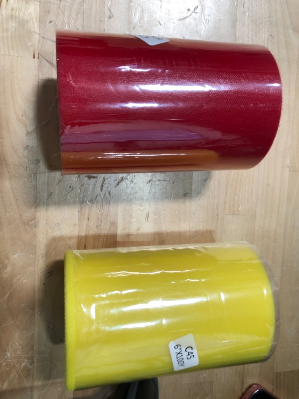 Photo 2 of 2 ITEMS, Tulle Rolls, 6 Inch Tulle Fabric Spool/ 6“ x 100 Yards YELLOW AND RED BUNDLE