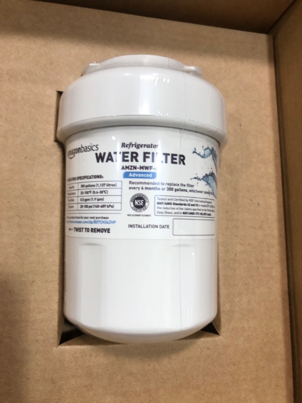 Photo 2 of Amazon Basics Replacement GE MWF Refrigerator Water Filter Cartridge - Advanced Filtration Advanced 1 Count (Pack of 1)