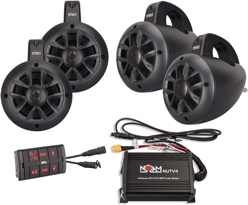 Photo 2 of NOAM NUTV4 Quad - 4 Channels Marine Bluetooth ATV/Golf Cart/UTV Speakers Stereo System
