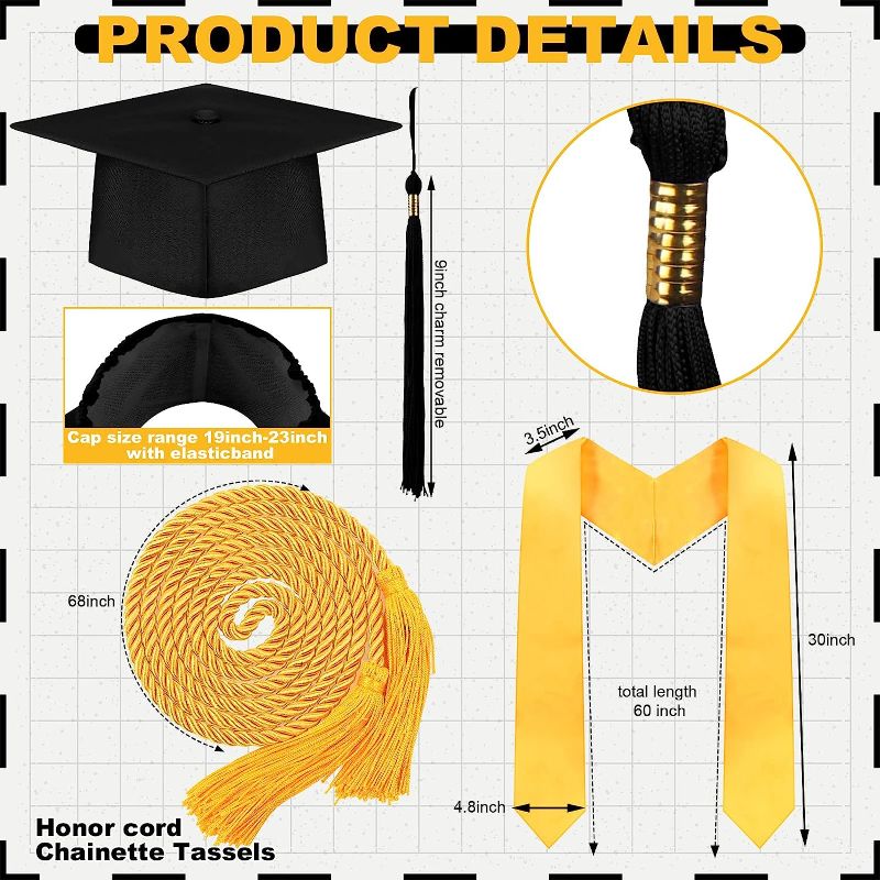 Photo 2 of 36 Pcs 2023 Graduation Costume Accessories Bulk Graduation Tassel Honor Cords Graduation Cap Stole for Graduation Party