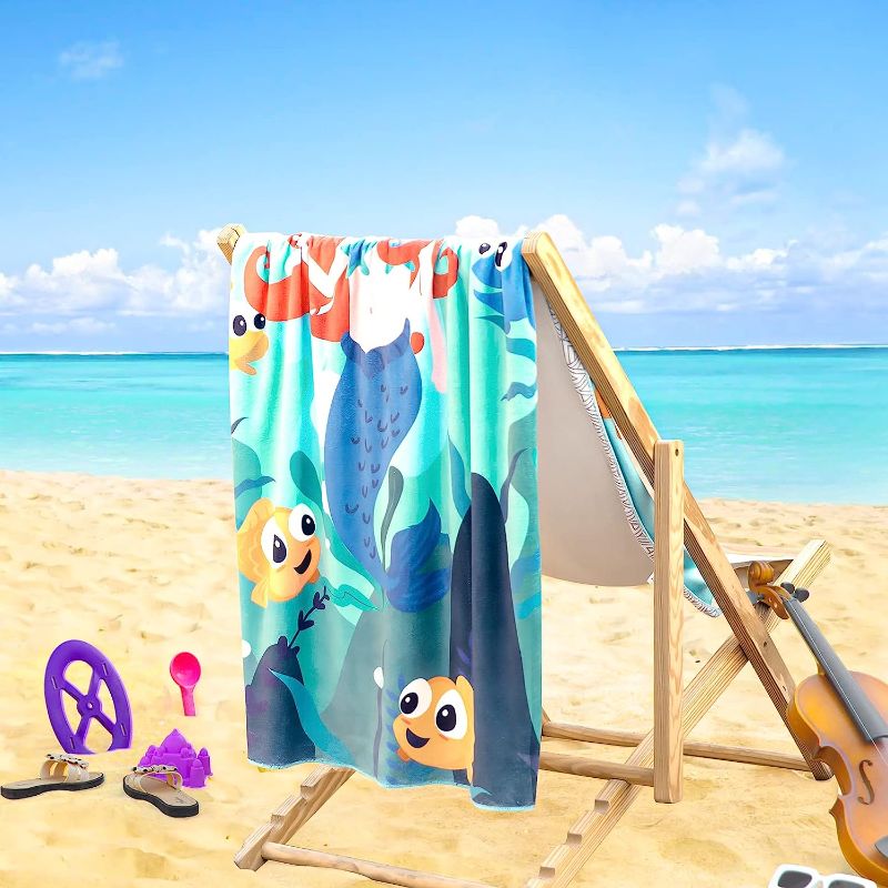 Photo 1 of  Kids Beach Towels Girls Boys Super Soft Absorbent Quick Dry for Pool Swimming 
