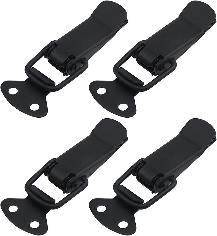 Photo 1 of 2 pack - Antrader 4 Set Black Stainless Steel Hardware Cabinet Boxes Spring Loaded Latch Catch Toggle Hasp with Screws
