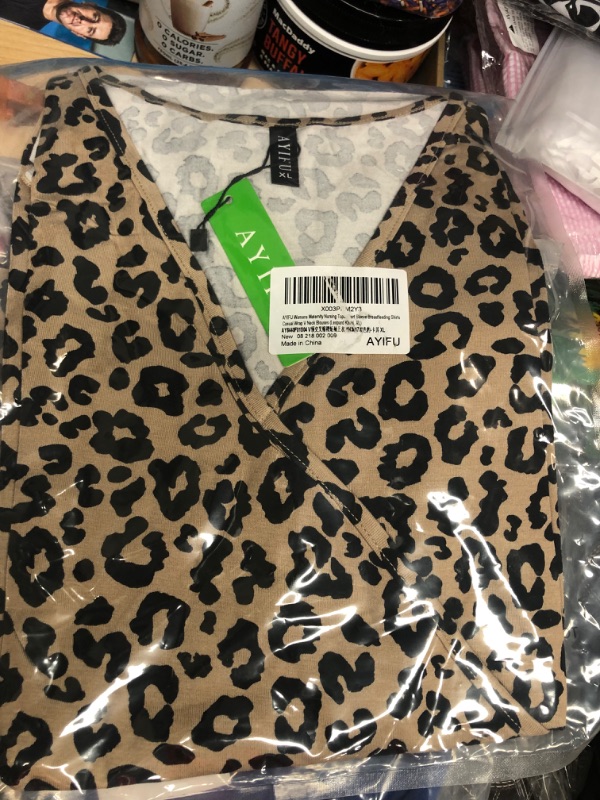 Photo 2 of Color is Khaki Leopard****Ayifu Women's Maternity Nursing Shirt