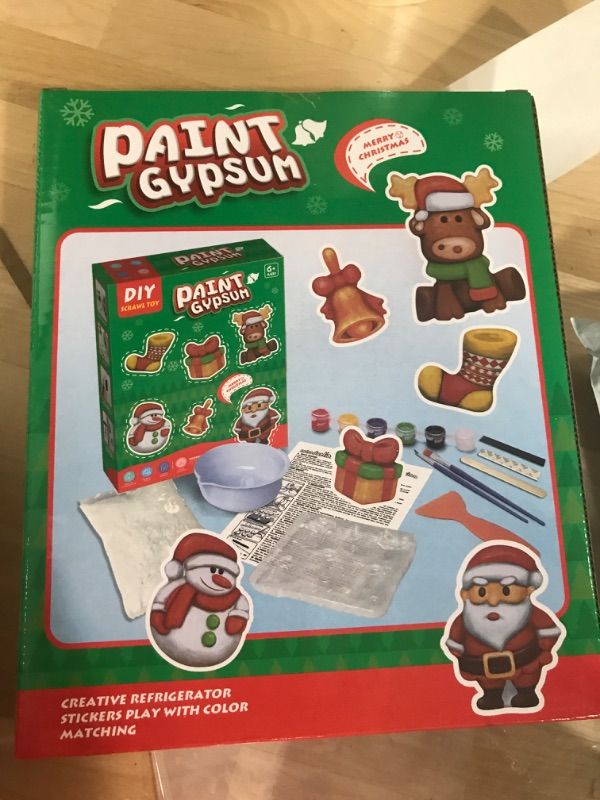 Photo 2 of (2 PACK)miumeow Christmas Crafts Painting Sheets Art Set Figurines Projects Plaster Paint Your Own DIY Toy Gifts Classroom Christmas Ideas Stocking Stuffers for Grandkids Age 6-12
