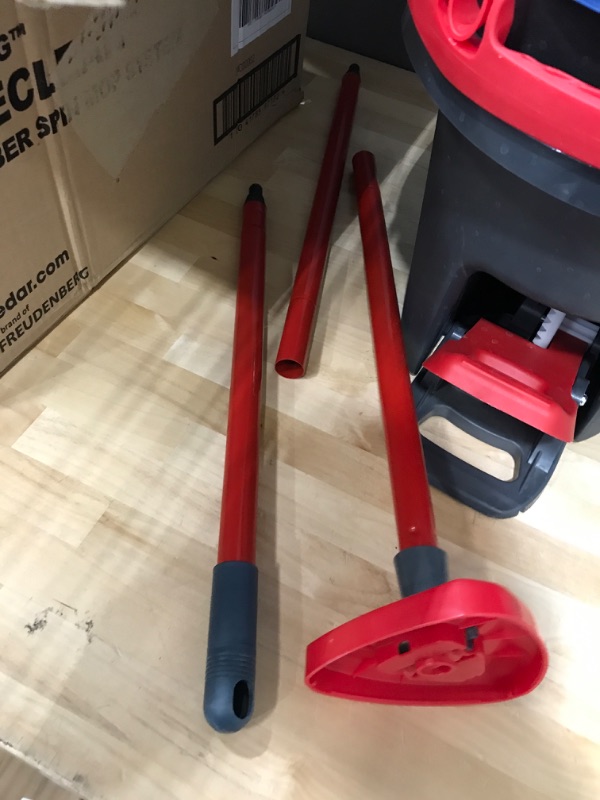 Photo 4 of **USED**
O-Cedar EasyWring Microfiber Spin Mop, Bucket Floor Cleaning System, Red, Gray