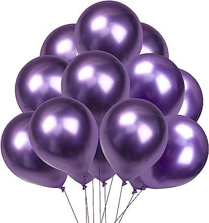 Photo 1 of Purple Chrome Metallic Balloons 10 Inch Shiny Latex Balloons Metallic Purple Party Balloons 50pcs Birthday Helium Balloons for Parties Wedding Graduation Baby Shower (Classic Metallic Purple) 2 PACKS