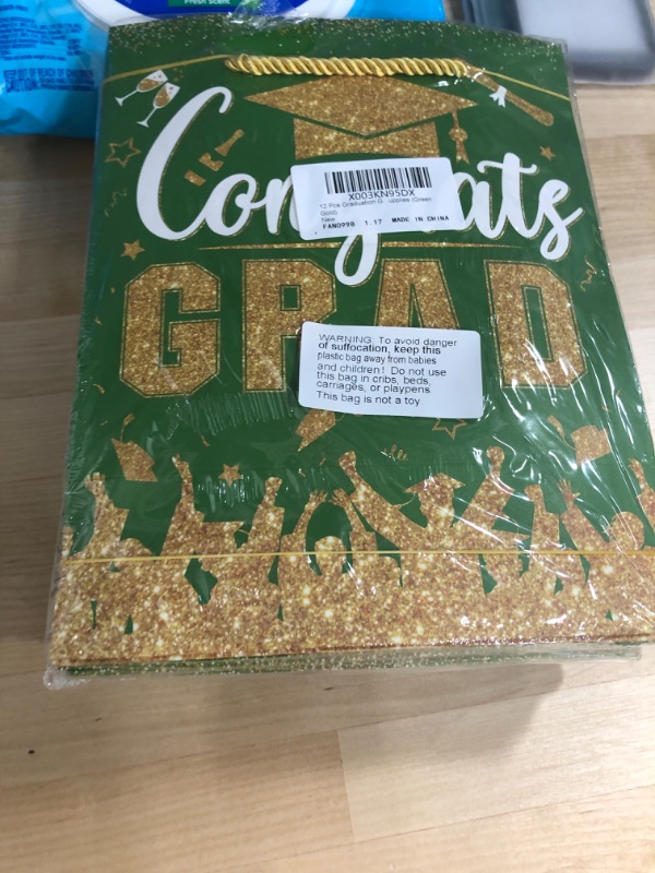 Photo 2 of 12 Pcs Graduation Gift Bags with Tissue Paper Graduation Party Favor Bag with Handles Class of 2023 Grad Party Paper Bags Graduation Goodie Bags Bulk for Congrats Grad Party Supplies (Green Gold)
