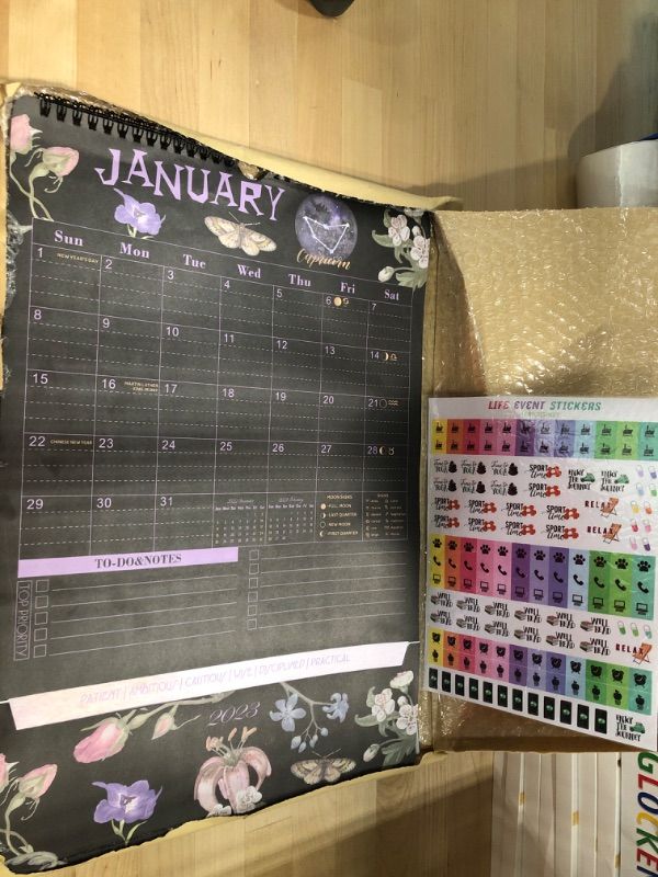 Photo 2 of JOYCOLOR 2023 Wall Calendar with Pockets - Zodiac Calendar 2023 Monthly Wall,16.5 x 11.5", Witches Calendar with Lunar from January 2023 to December 2023, Great for Planning and Organizing, B