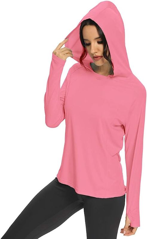 Photo 1 of M MAROAUT Women's UPF 50+ UV Sun Protection Hoodie Long Sleeve Hiking Shirts Lightweight Quick Dry Rash Guard Running Fishing- large 