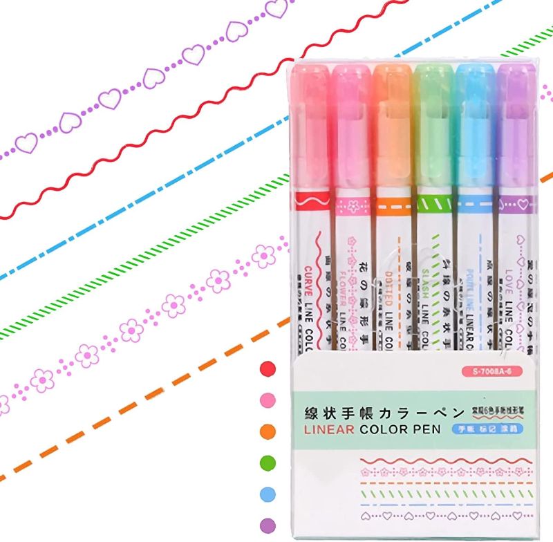 Photo 1 of 2 double headed linear curved highlighters 6ct