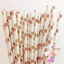 Photo 1 of 2 rose gold polka dot straws 100ct