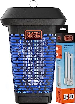 Photo 1 of ***PARTS ONLY***
BLACK+DECKER Bug Zapper, Electric UV Insect Catcher & Killer for Flies, Mosquitoes, Gnats & Other Small to Large Flying Pests, 1 Acre Outdoor Coverage for Home, Garden & More, Free Bulb Included (2 BULBS)