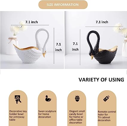 Photo 1 of DINLiAN S Elegant Swan Decoration Bowl,Candy Dish Bowl, Key Bowl for Entryway Table,for Fireplace,Centerpiece,Coffee Table Decoration (white/gold)
***CHARM INCLUDED***