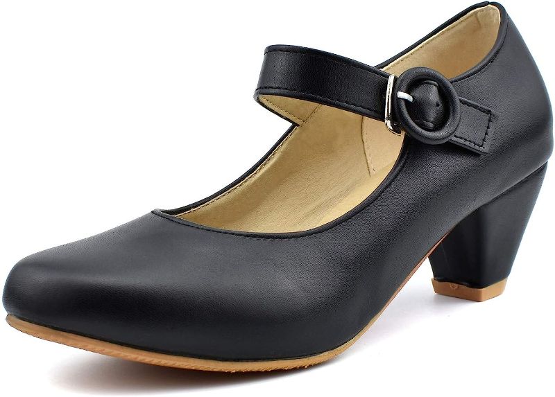 Photo 1 of 100FIXEO Women's Ankle Strap Mary Jane Low Chunky Block Heels Pumps Vintage Closed Toe Dress Work Office Shoes
SIZE 7/41