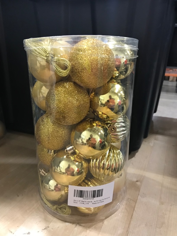 Photo 2 of 2.36" Gold Christmas Balls Ornaments 25 Pcs Shatterproof Christmas Ornaments Set Small Halloween Gold Ornaments for Christmas Tree Holiday Party Gold 2.36"/25pcs