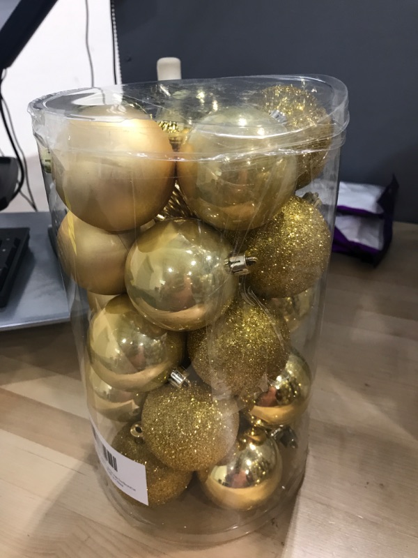 Photo 1 of 2.36" Gold Christmas Balls Ornaments 25 Pcs Shatterproof Christmas Ornaments Set Small Halloween Gold Ornaments for Christmas Tree Holiday Party Gold 2.36"/25pcs