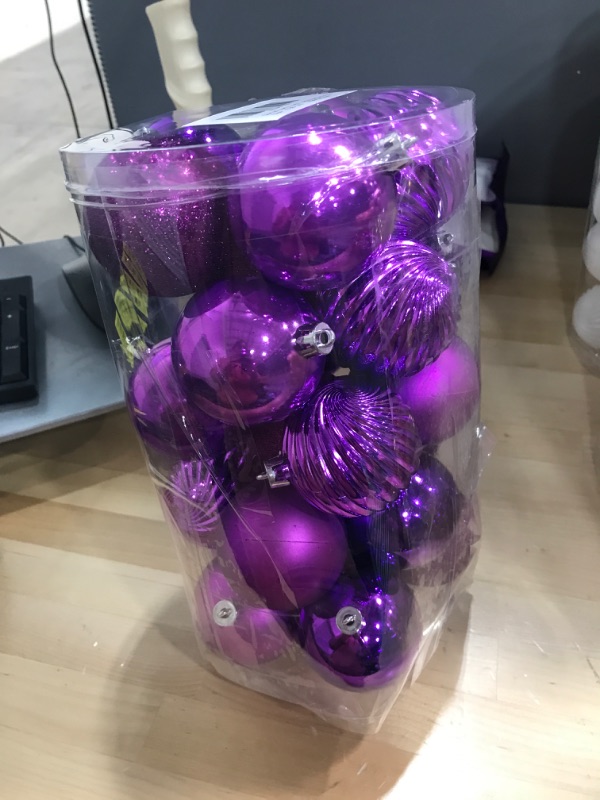 Photo 1 of 2.36" Christmas Ball Ornaments Purple 30 Pcs Small Shatterproof Christmas Tree Decorations Xmas Tree Christmas Ornaments Balls with Hanging Loop for Halloween Wedding Holiday Party Wreath Home Decor Purple 2.36"/30pcs