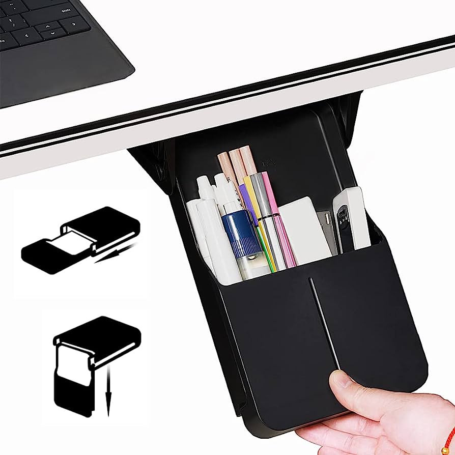 Photo 1 of Navtcow Under Desk Drawer Storage Organizer - 1 Pack Small Matte Black - 2 Installation Methods (Screw or Adhesive)