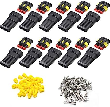 Photo 1 of 12 Pack 3 Pin Way Car Waterproof Electrical Connector HID Plug Automotive 1.5mm Series Terminal Connectors for Car, Truck, Boat Bundle of 2