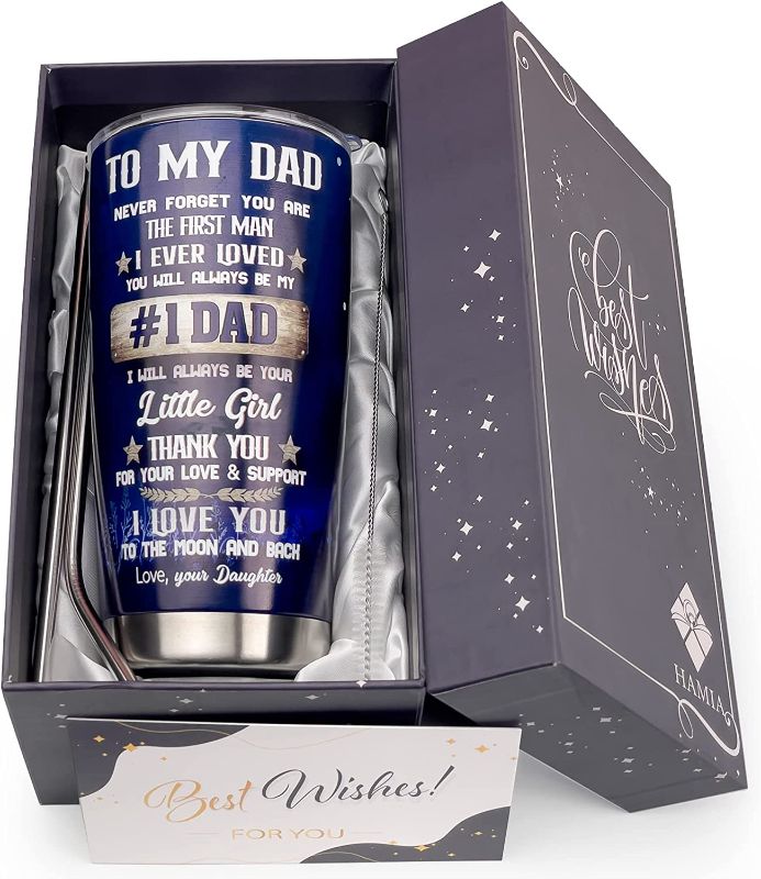 Photo 1 of *SIMILAR TO STOCK PHOTO* Juceppun To My Dad From Daughter Son Wife 20oz Stainless Steel Tumbler Travel Coffee Cup For Dad Birthday Gifts,Thank You Gifts For Daddy,Novelty Gifts For Father On Birthday Fathers Day Christmas