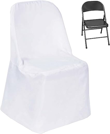 Photo 1 of 20 Pieces Spandex Folding Chair Covers Polyester Cloth Chair Covers for Party Elegant Wedding Chair Cover Chair Slipcover for Wedding Reception Birthday Party Banquet Restaurant Decorations (White)