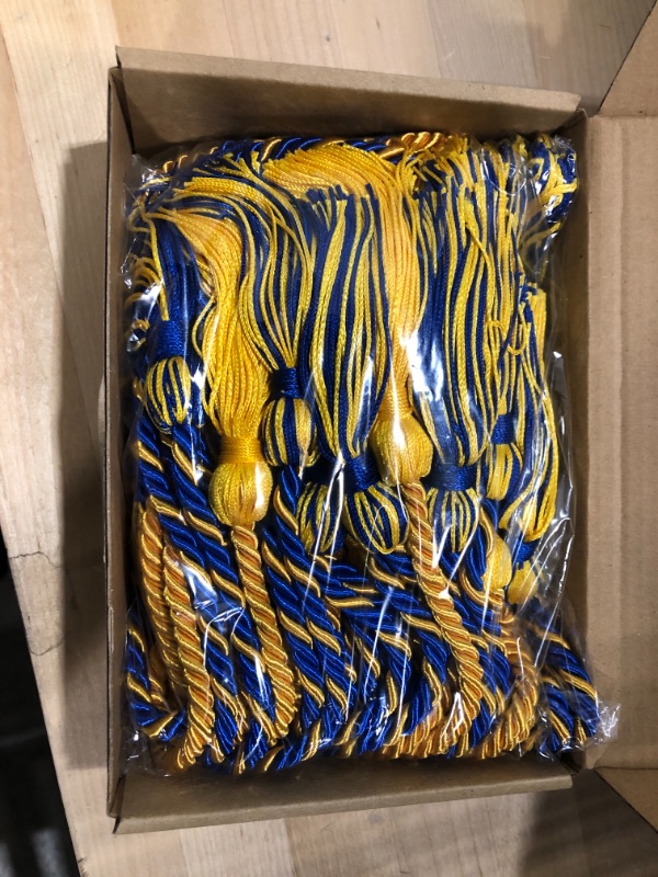 Photo 2 of 12 Pieces Gold Honor Cord Graduation Tassel Honor Cord for Grad Days and Student (Blue and Gold)
