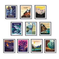 Photo 1 of 10 Pieces Vintage National Park Posters Vintage Style Unframed 