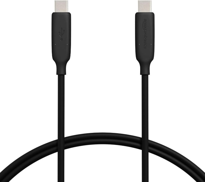 Photo 1 of Amazon Basics USB-C to USB-C 3.1 Gen 2 Fast Charging Cable, 60W, 10Gbps High-Speed, 3 Foot, Black
