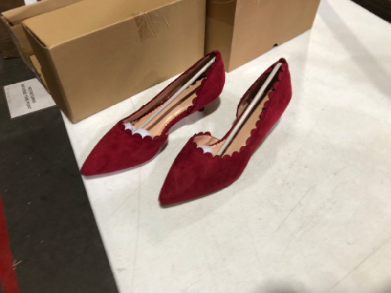 Photo 2 of Dellyerishop Low Heels Pumps Closed Pointed Toe Red, Women's Size 8