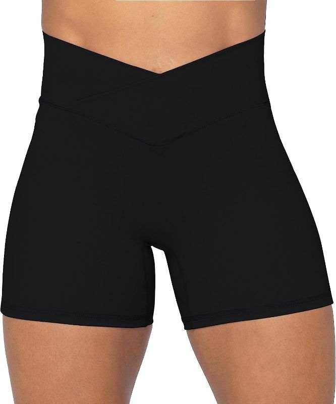 Photo 1 of womens size Large**
 Crossover Biker Shorts for Women, No Front Seam V High Waist Yoga Workout Gym Shorts