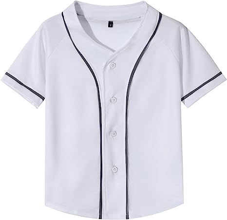 Photo 1 of babyhealthy Kids Baseball Jersey Button Down Hip Hop Personalized Sport T Shirts Tops for Boys Girls size: 6. 
