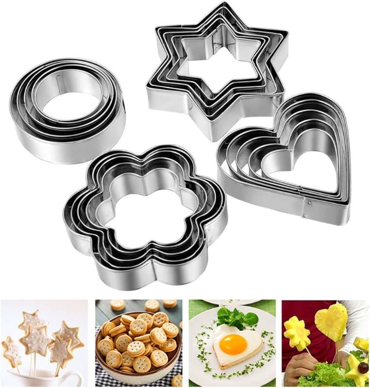 Photo 1 of 
Cookie Cutters Biscuit Shapes Set, 12PCS Cookie Pastry Fruit Vegetables Stainless Steel Molds Cutters | Heart Star Circle Flower Shaped Mold Cookie Cutters...
