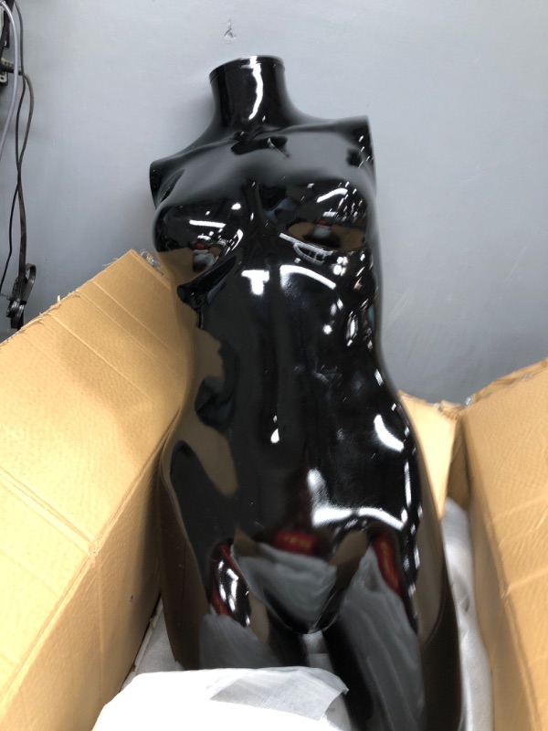 Photo 3 of 
Female Glossy Black Plastic Mannequin - with Base - 5'8"H