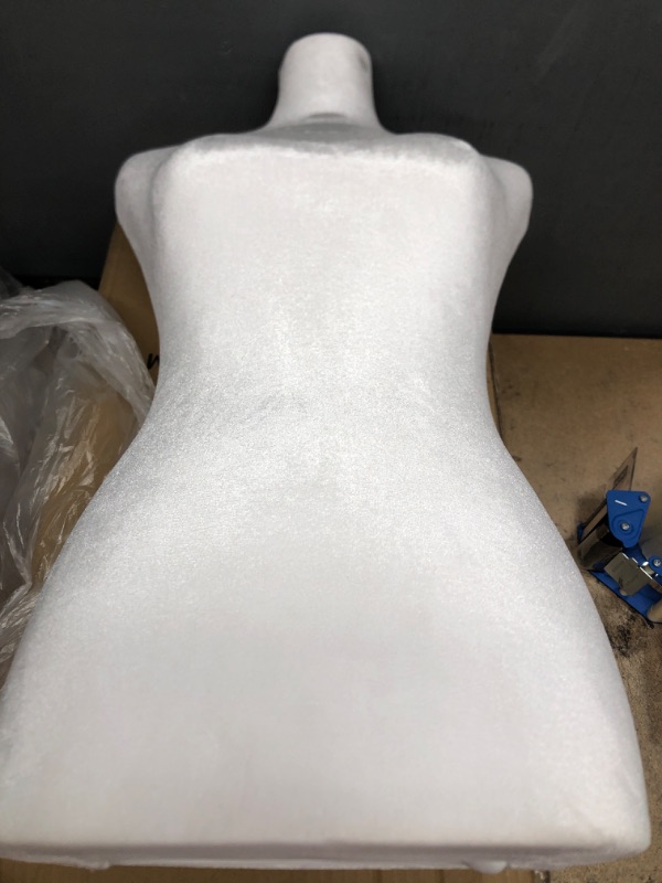 Photo 2 of (Dirty) Female Mannequin Torso Dress Form with Wooden Tripod Base Adjustable 51-66 Inch for Clothing Dress Jewelry Display,White