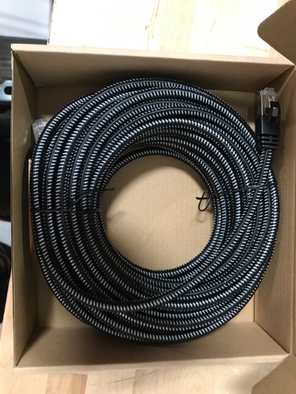 Photo 2 of Amazon Basics Braided RJ45 Cat-7 Gigabit Ethernet Patch Internet Cable - 50 Feet 50-Foot