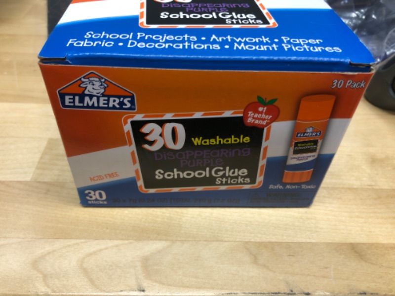 Photo 2 of Elmer's Disappearing Purple School Glue Sticks, Washable, 7 Grams, 30 Count 30 Count Standard Stick