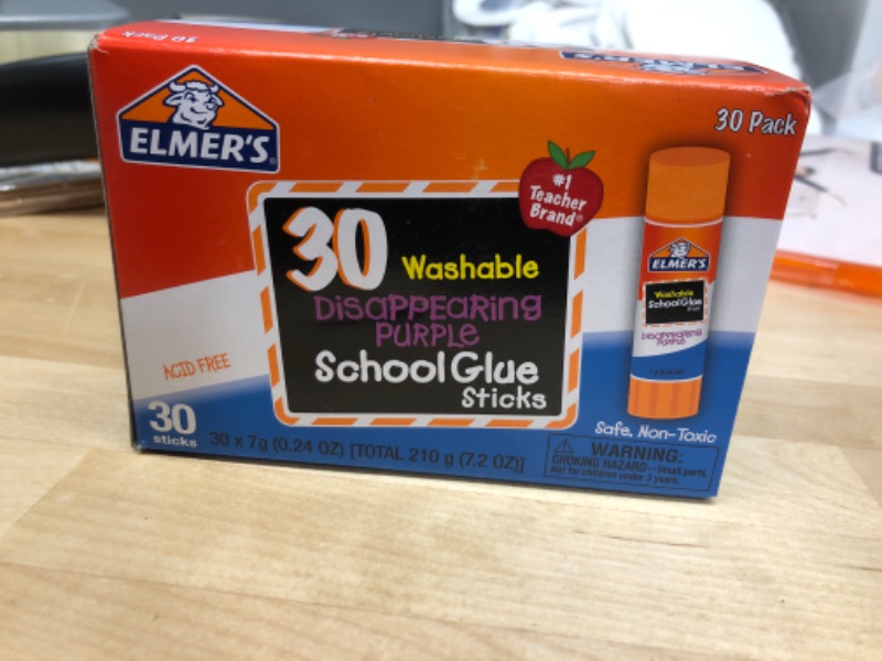 Photo 2 of Elmer's Disappearing Purple School Glue Sticks, Washable, 7 Grams, 30 Count 30 Count Standard Stick