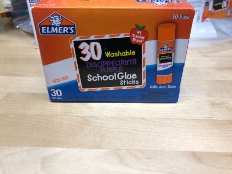 Photo 1 of Elmer's Disappearing Purple School Glue Sticks, Washable, 7 Grams, 30 Count 30 Count Standard Stick