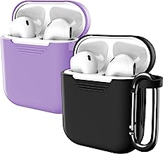 Photo 1 of [2 Pack] AirPods 2nd/1st Generation Case with Keychain,Wilbur for AirPod 2nd Generation Case & AirPod Case 1st Generation,Full-Body Protective Cover,Supports Wireless Charging (Black+Purple)(3pack)