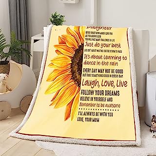 Photo 1 of Daughter Gifts from Mom Sunflower Love Letter to My Daughter Blanket Sunflower Birthday Gifts for Daughter Warm Soft Sherpa Fleece Throws Blanket 60"x80"
