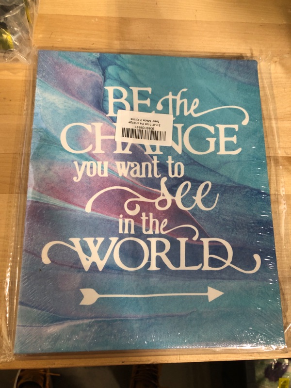 Photo 2 of “Be The Change You Want To See In The World” Inspirational Quote Canvas Wall Art, Inspirational Gifts Canvas Wall Art Quotes for kids girl sister mom women