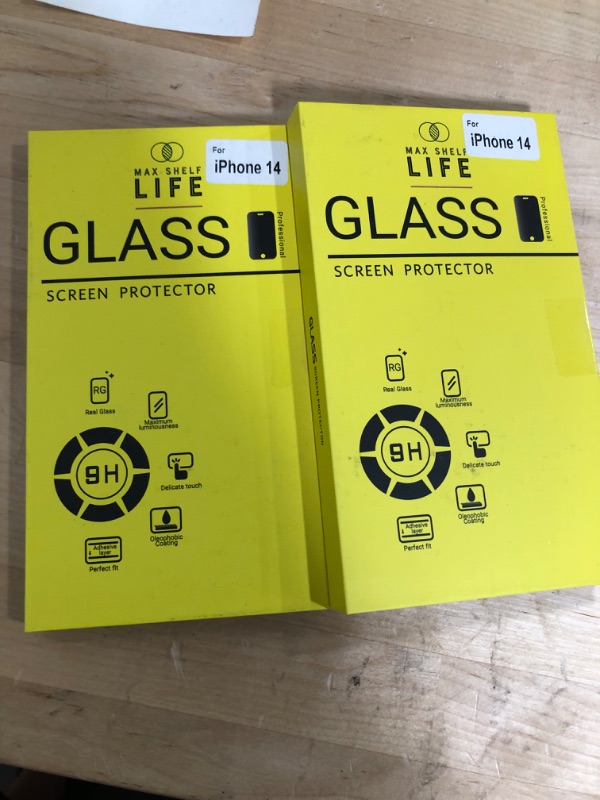 Photo 2 of *** 2 PACK BUNDLE *** Max Shelf Life Glass Screen Protector for iPhone 14 6.1" 3 Pack Tempered Glass, Sensor Protection, Case Friendly