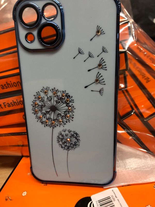 Photo 3 of **BUNDLE 2 pack** 

2 - Casechics Compatible with iPhone Case,Glitter Bling Sparkly Crystal Rhinestone Diamond Dandelion Flower Floral Electro Plated Edge Clear Soft Shockproof Cover Phone Case (White,iPhone 14 Plus)