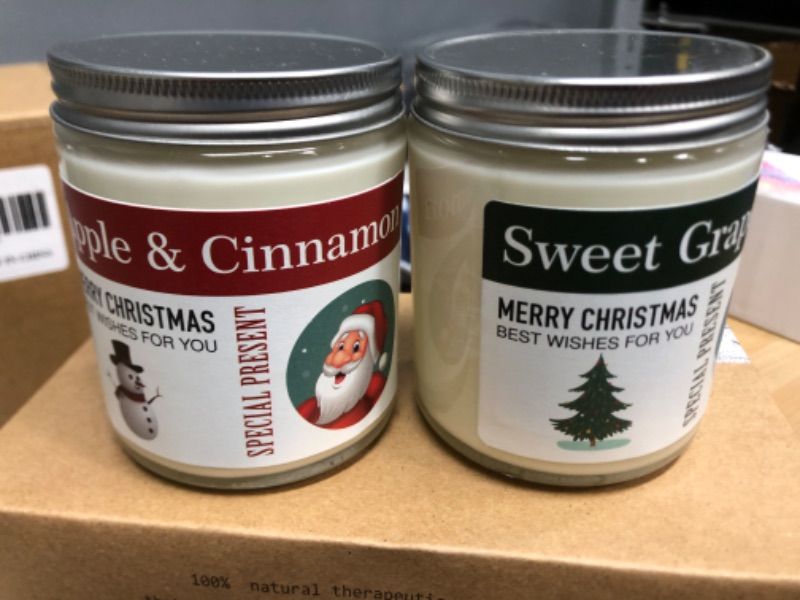 Photo 2 of **2 pack BUNDLE**
2 - Candles Gifts for Women, Apple Cinnamon & Sweet Grapefruit Scented Candles Long Lasting Soy Aromatherapy Candle, Gifts for Friends Mom Wife