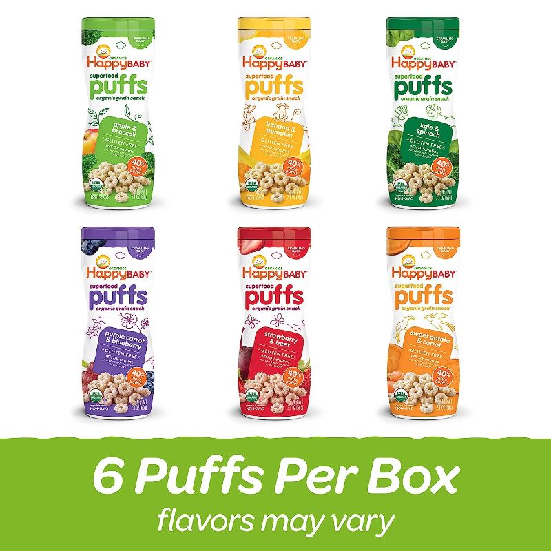 Photo 1 of 
Happy Baby Organic Superfood Puffs, Variety Pack, 2.1 Ounce (Pack of 6)
