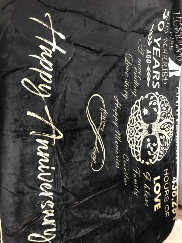 Photo 3 of Large plush throw blanket 50th anniversary, marriage, black and gold (4'x5' ft)