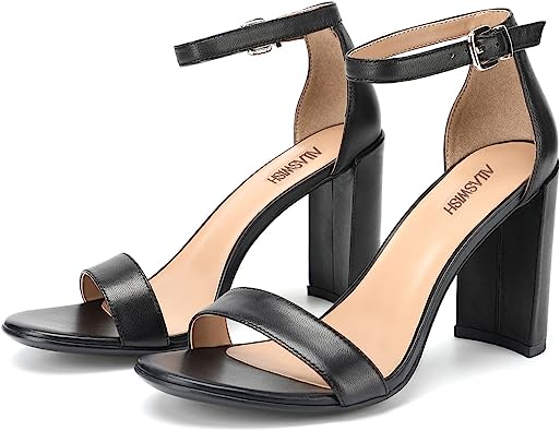 Photo 1 of ALLASWISH Women's Chunky Heel Pump Open Toe Ankle Strap Sandals SIZE 8