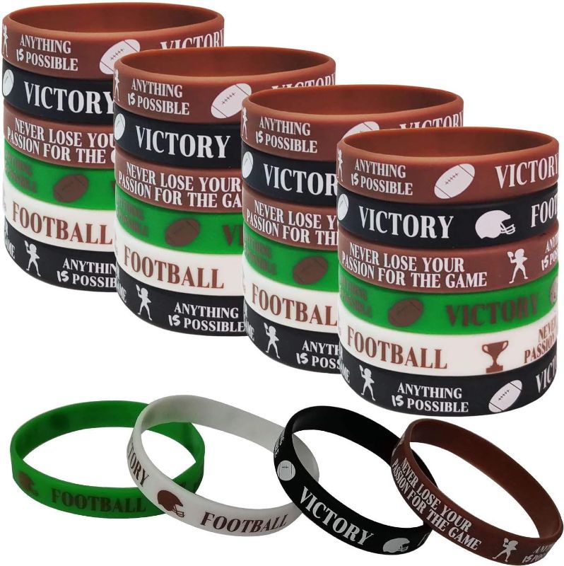 Photo 1 of 36 PCS Football Motivational Rubber Bracelets - Super Bowl Sports/Football Birthday Party Favors Supplies Decorations Gifts Prize Silicone Wristbands
